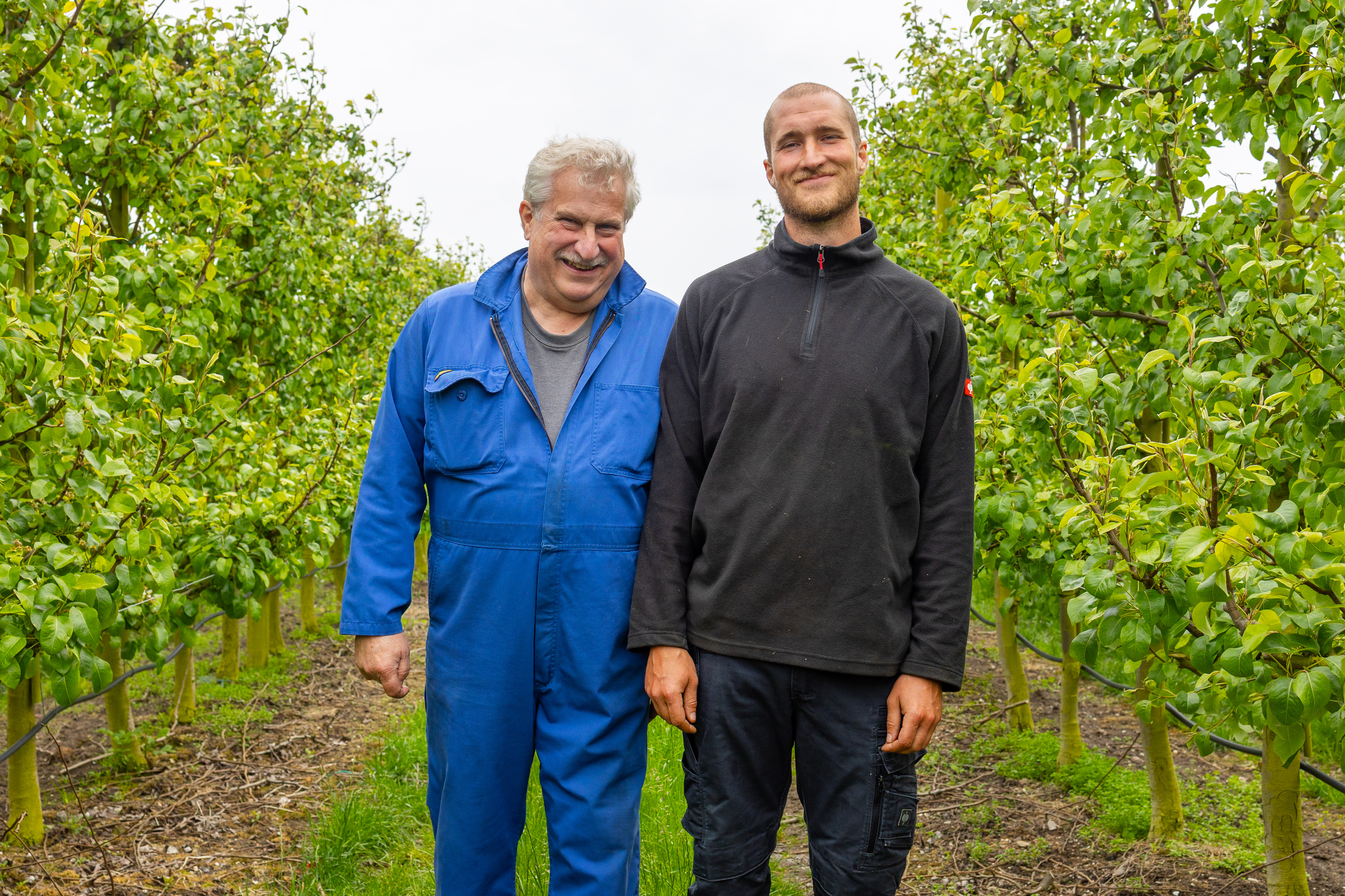 Odlaren Erland och hans son i äppelodlingen